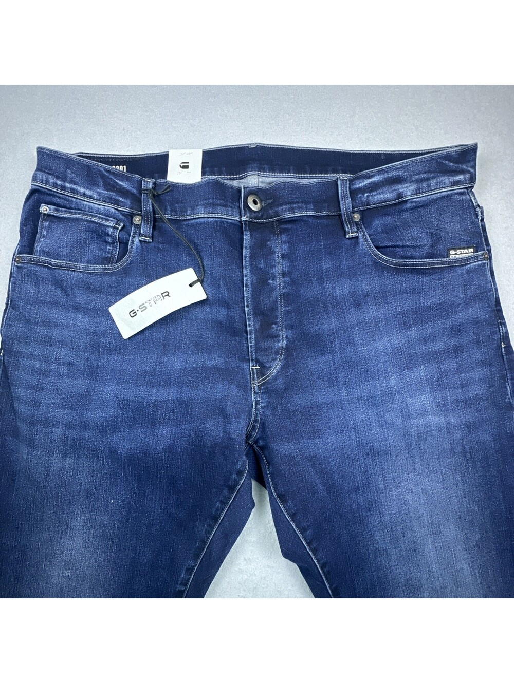 G Star RAW 3301 Slim Jeans Mens 40x34 Dark Aged ELTO SuperStretch Denim Straight